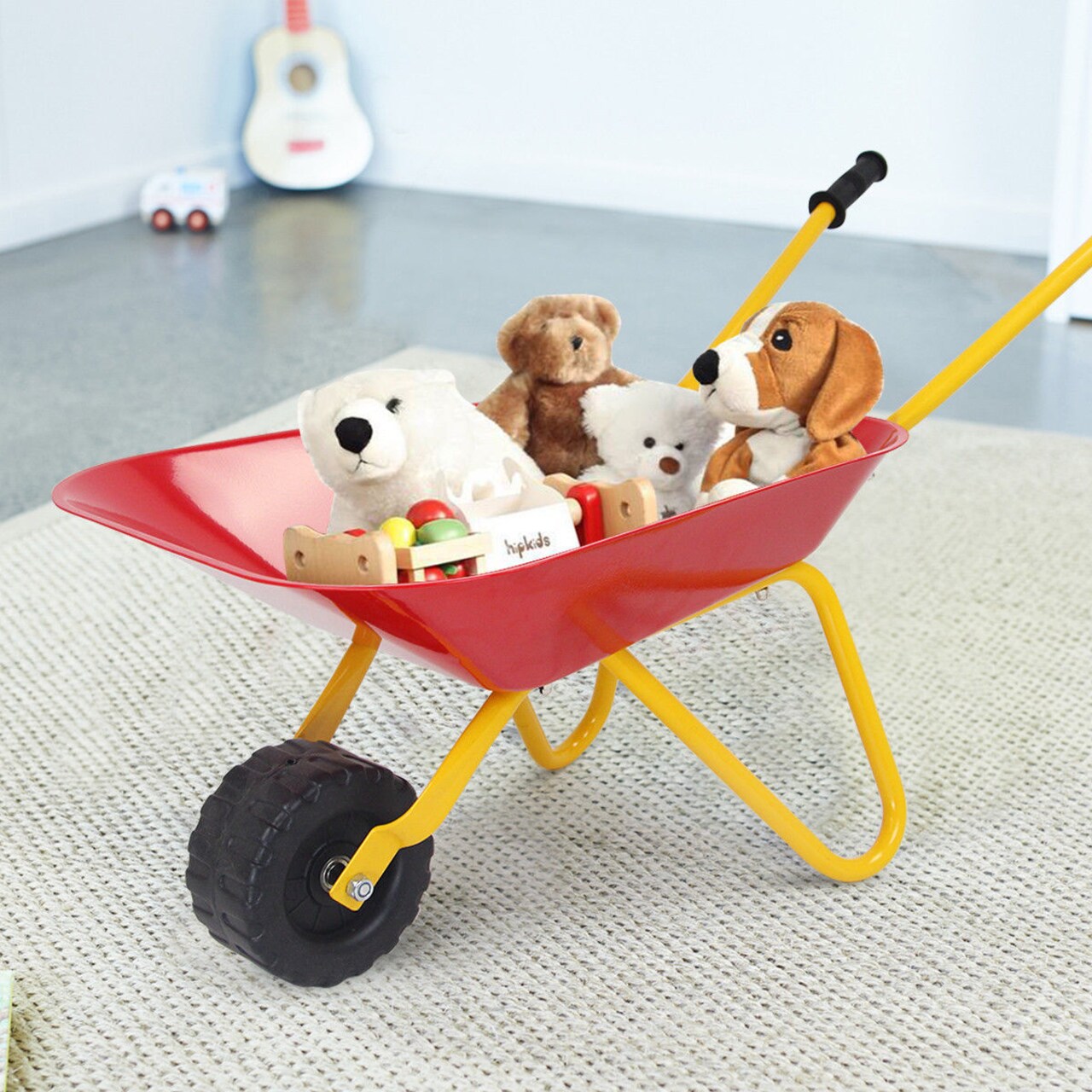 Kids Metal Wheelbarrow Childrens Size Ourdoor Garden Backyard Play Toy Red